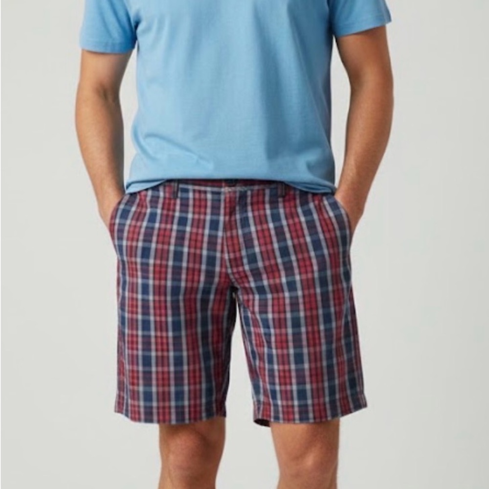 Life After Denim Plaid Shorts - Navy and Burgundy(SH)9